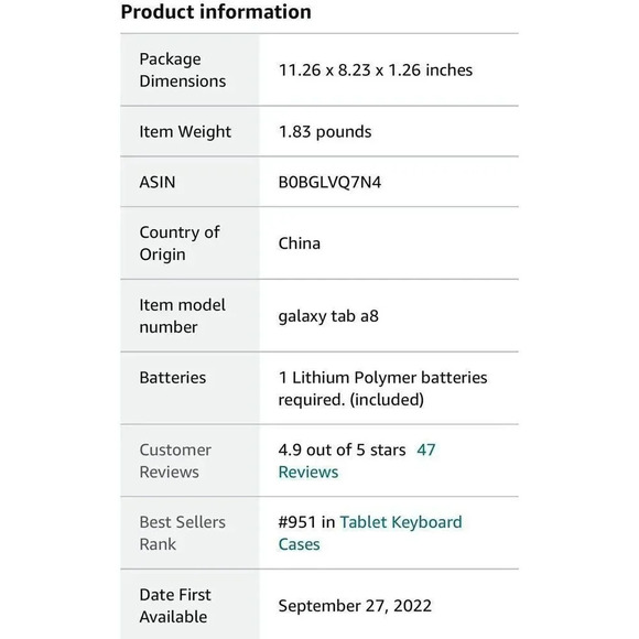 Wireless Keyboard‎ Case for Samsung Galaxy A8 10.5 Inch Model SM-X200 X205 X207 - Picture 9 of 9